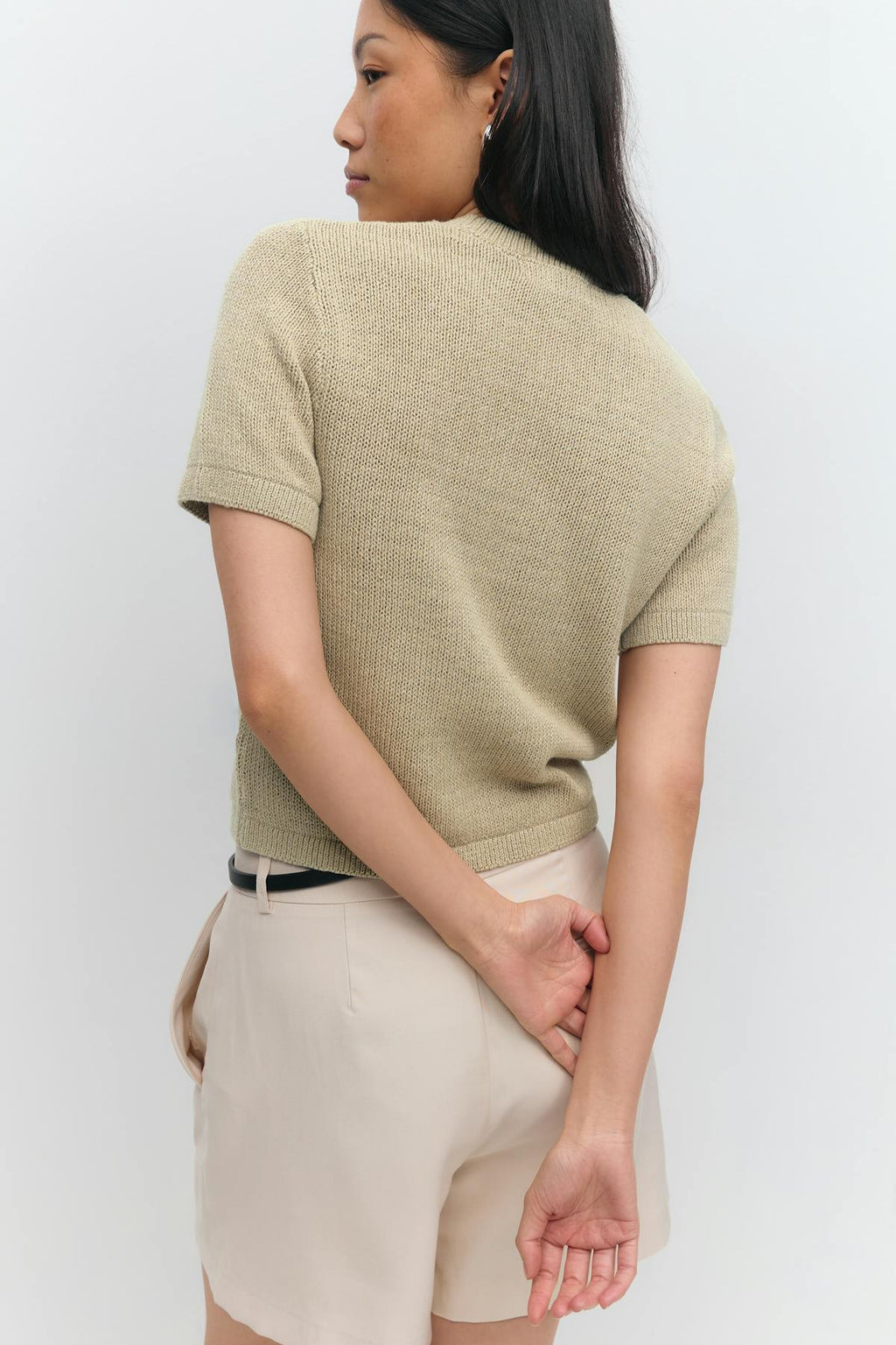 Knitted linen blend tee