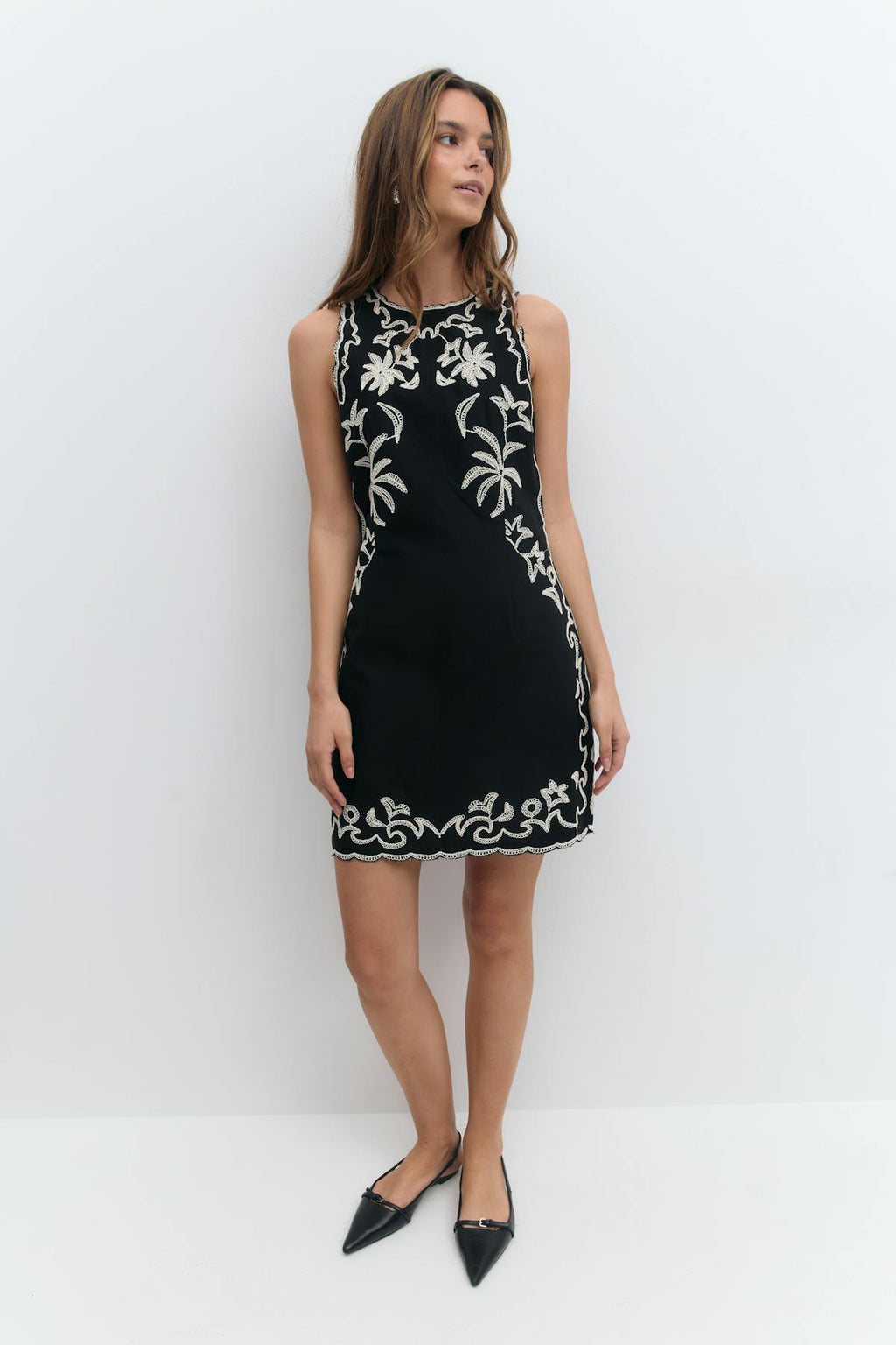 Embroidery mini dress