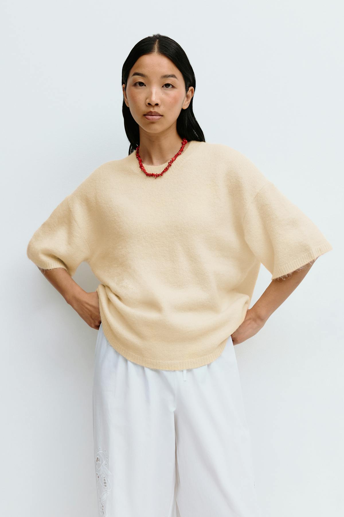 Knitted short sleeve top