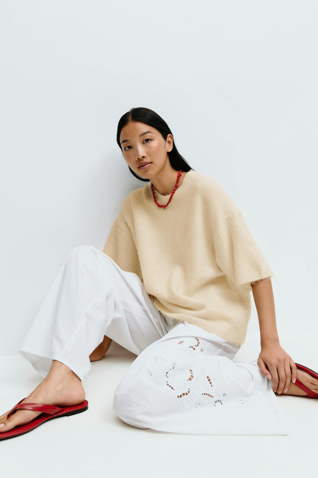 Knitted short sleeve top