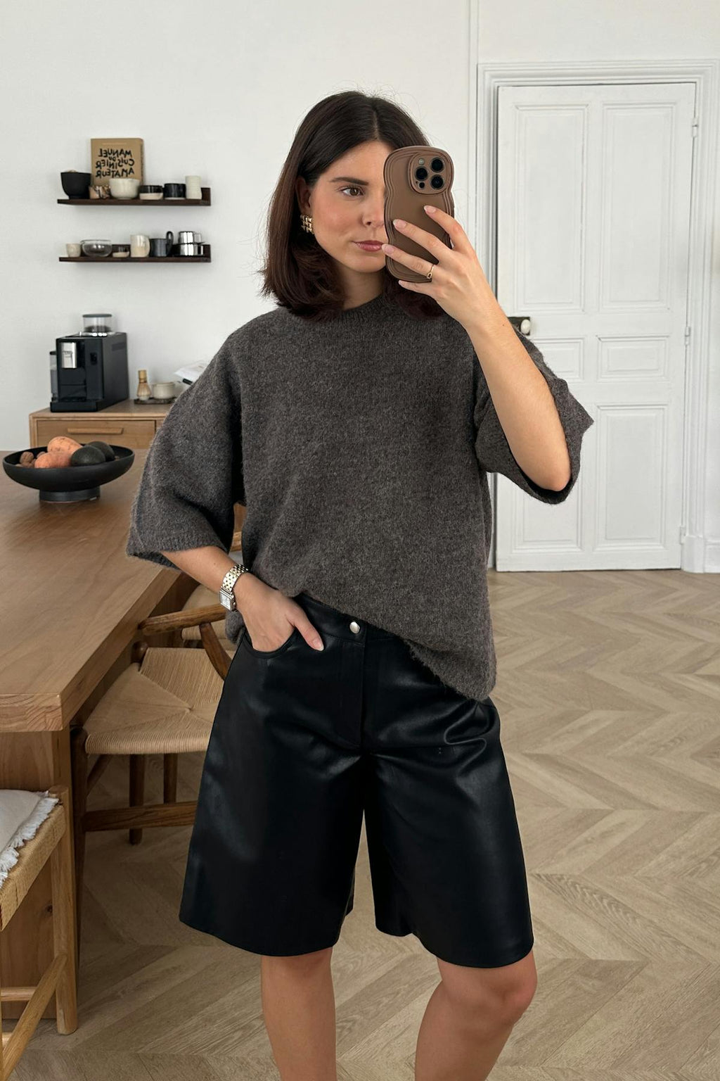 Knitted short sleeve top
