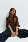 Knitted short sleeve top