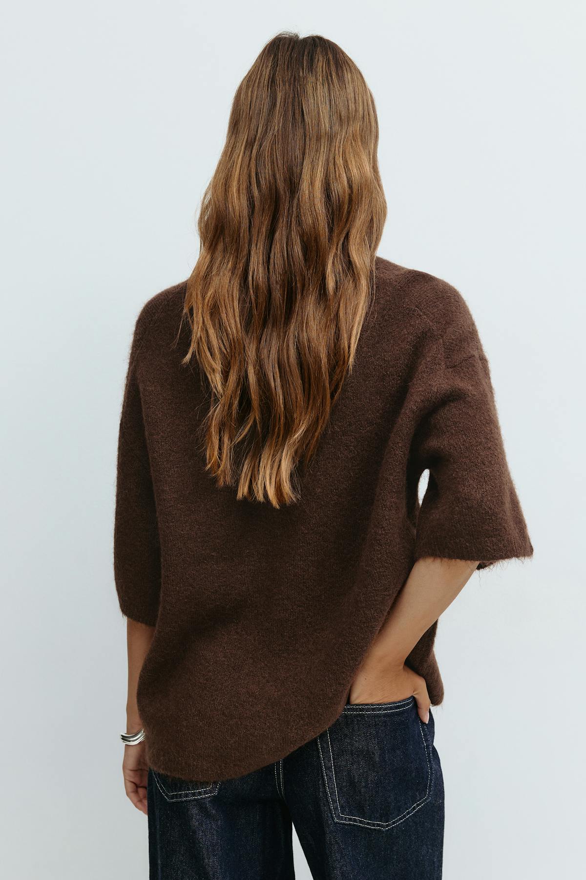 Knitted short sleeve top