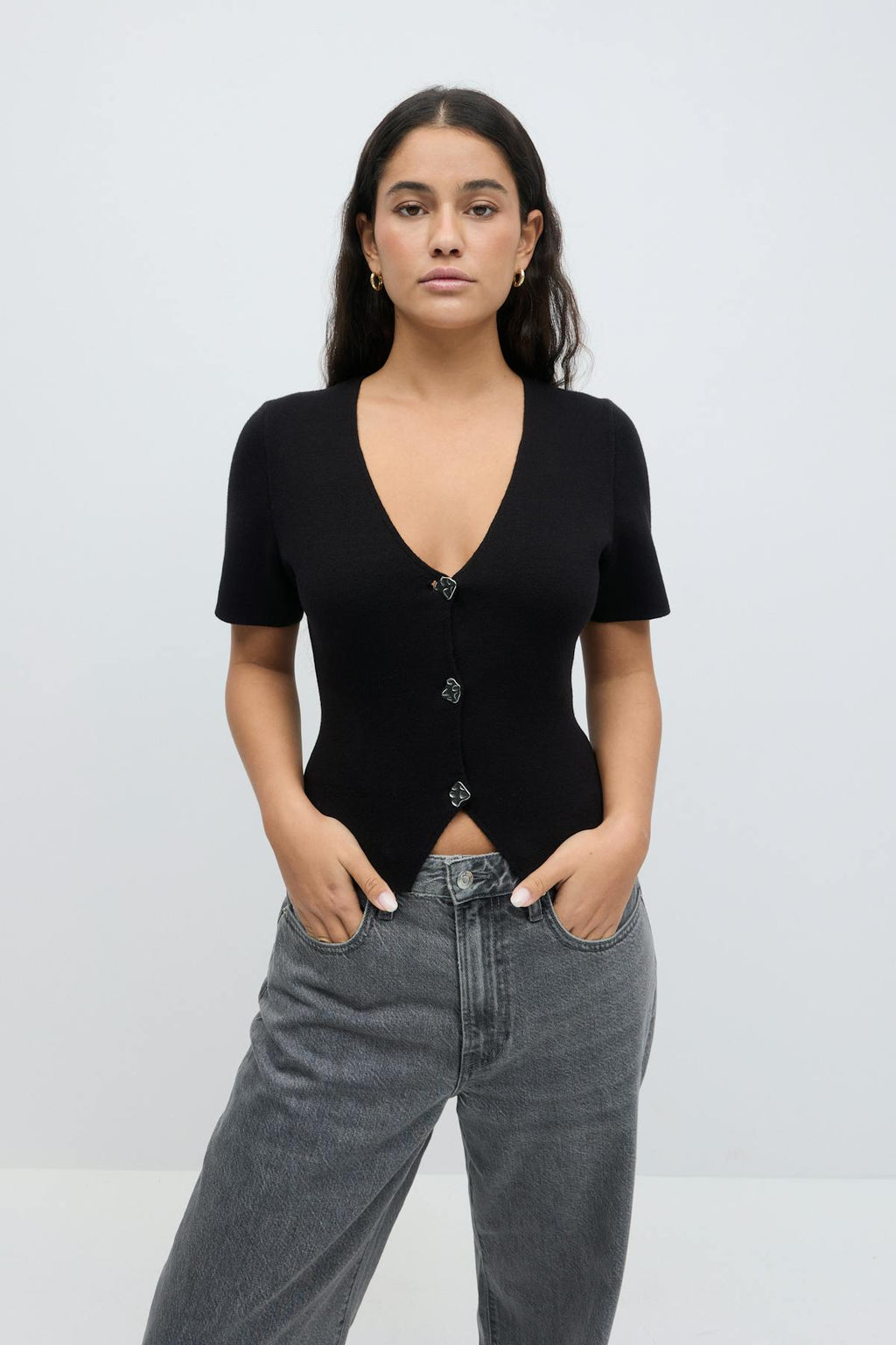 Knitted button top
