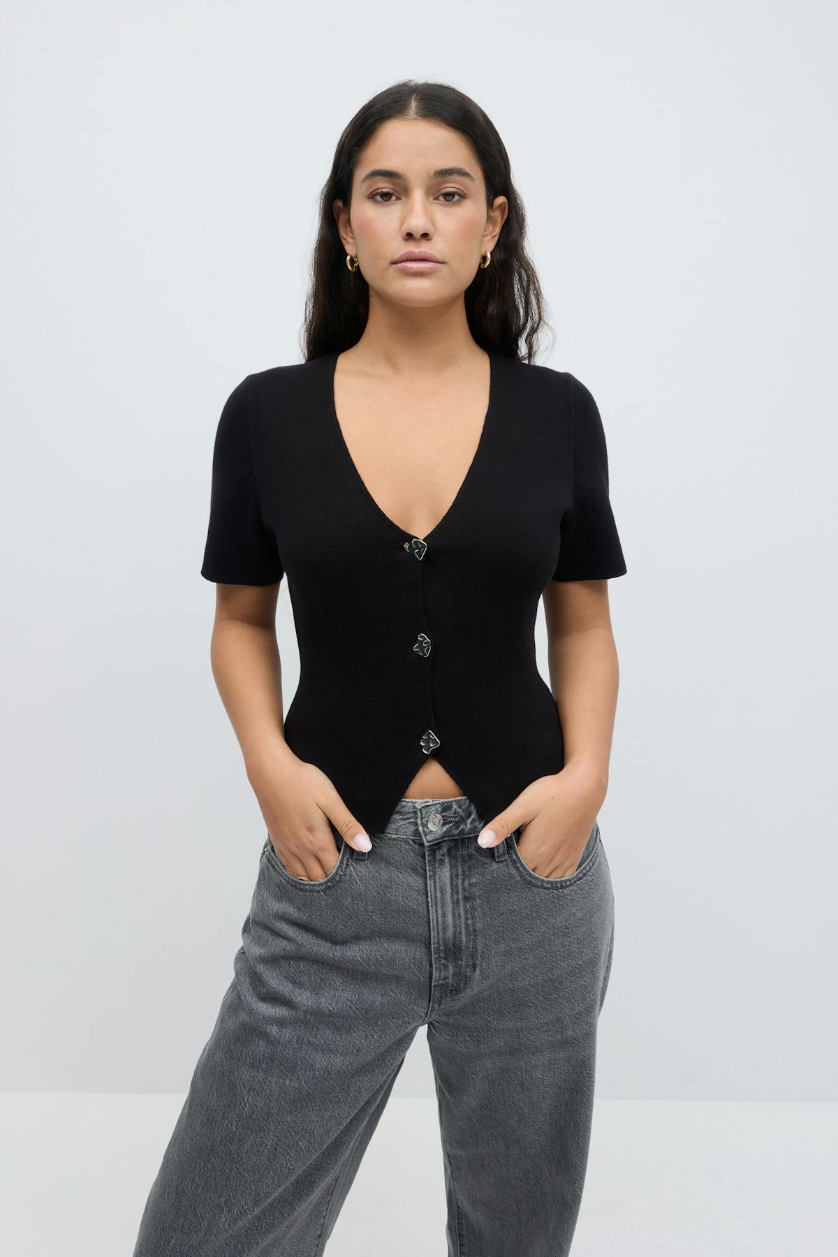 Knitted button top