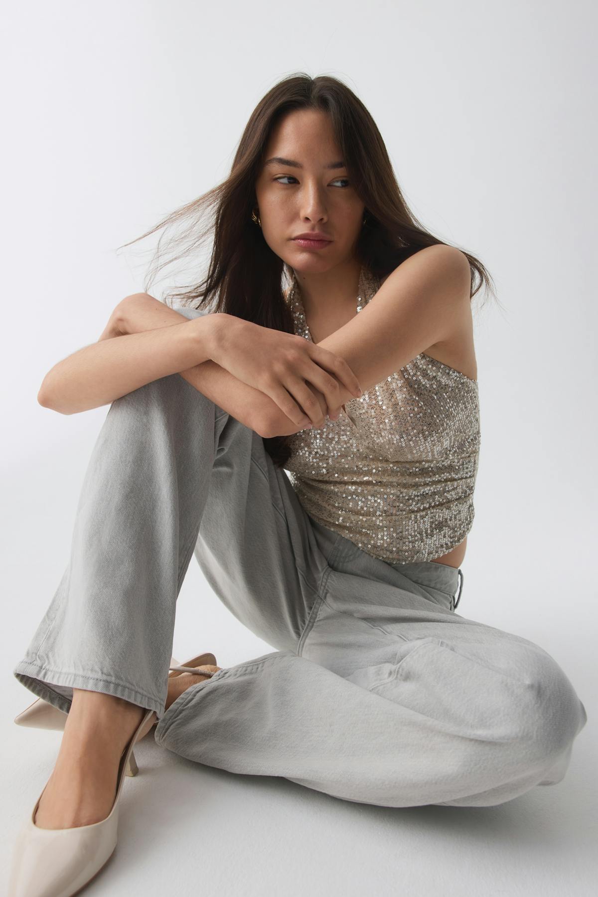 Draped sequins top
