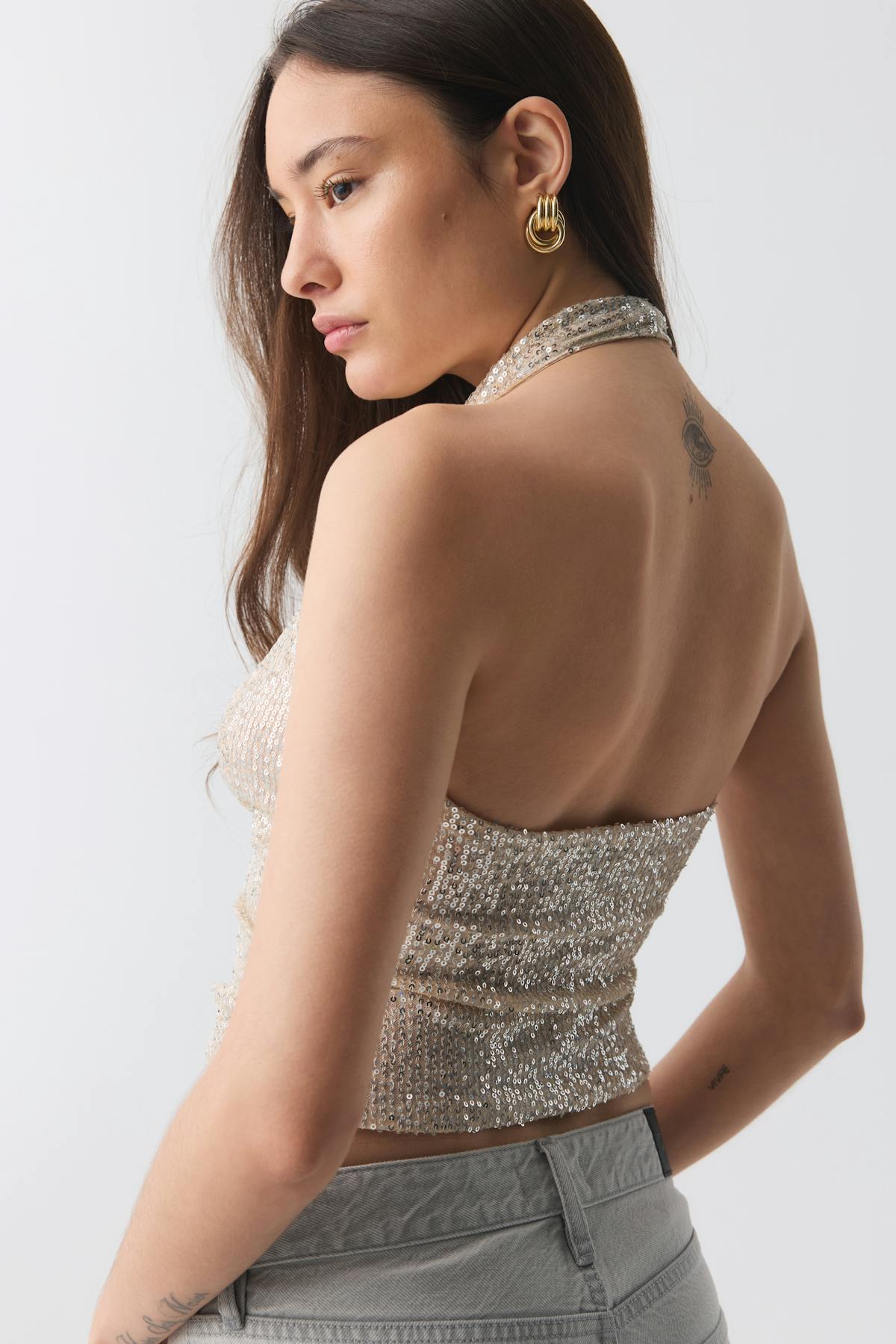 Draped sequins top