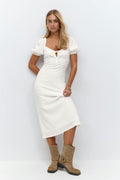 Puff sleeve midi dress
