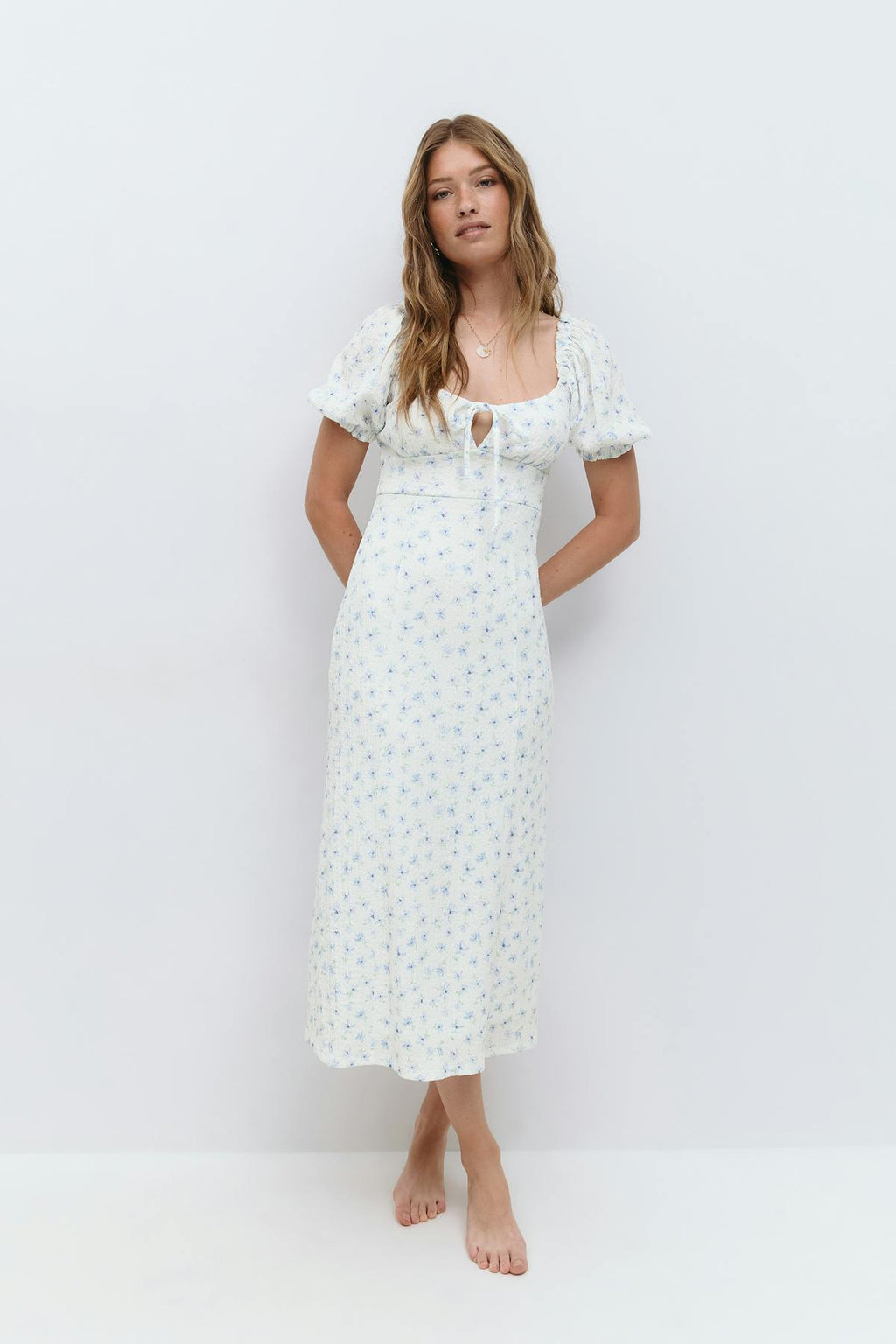 Puff sleeve midi dress
