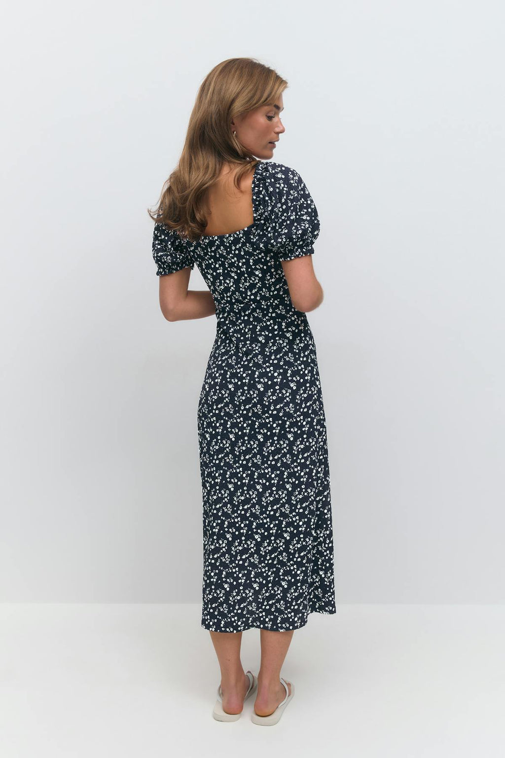 Puff sleeve midi dress