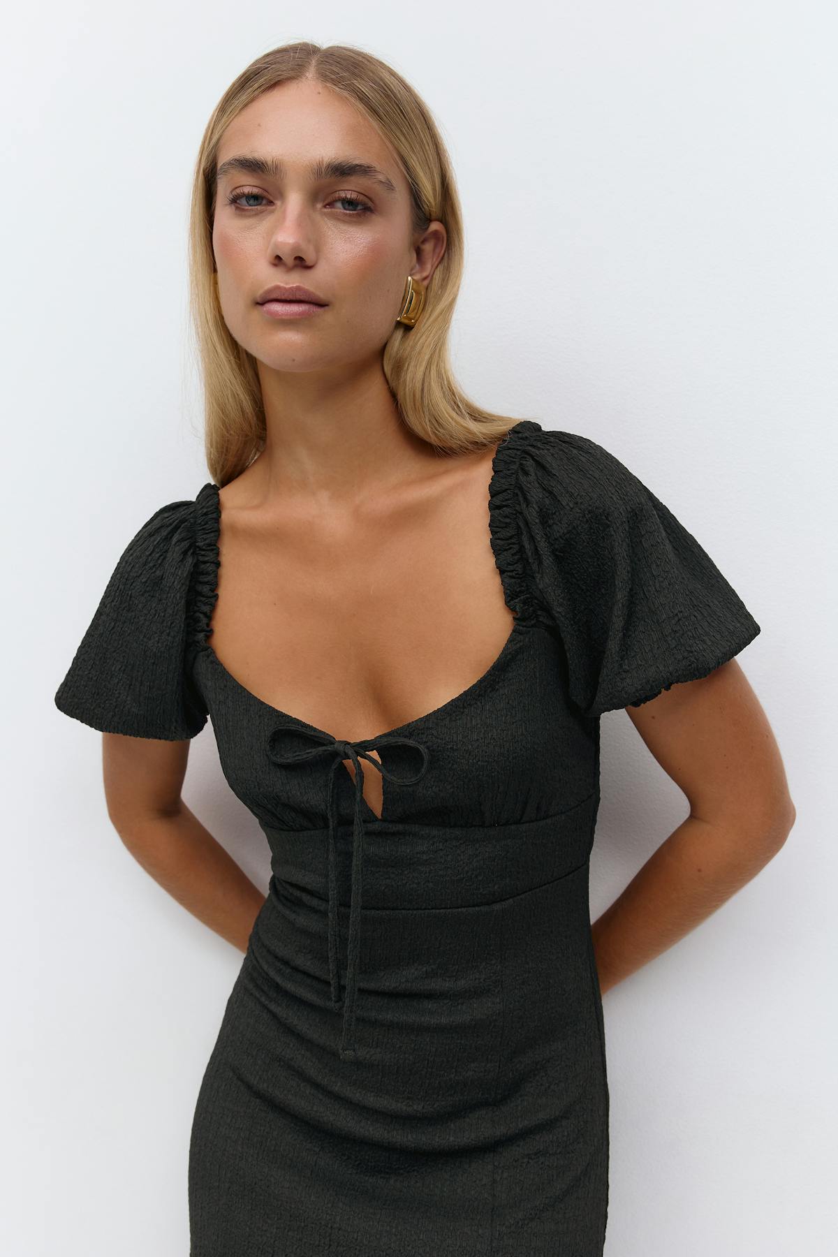 Puff sleeve midi dress