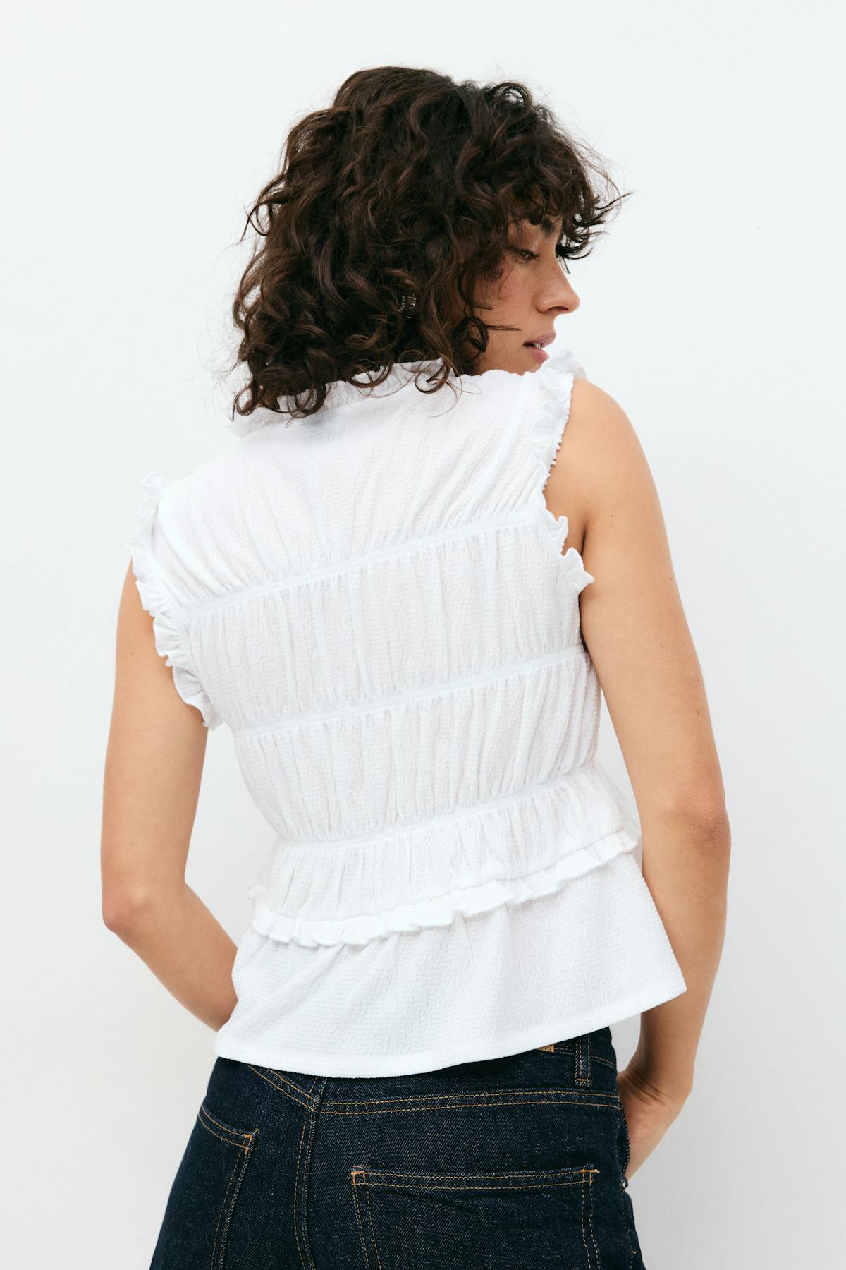 Frill tie front top