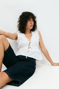 Frill tie front top