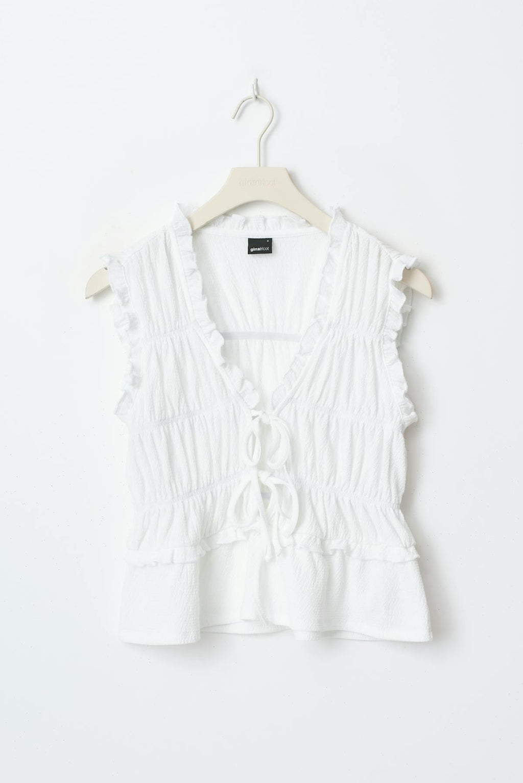 Frill tie front top