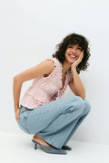 Frill tie front top