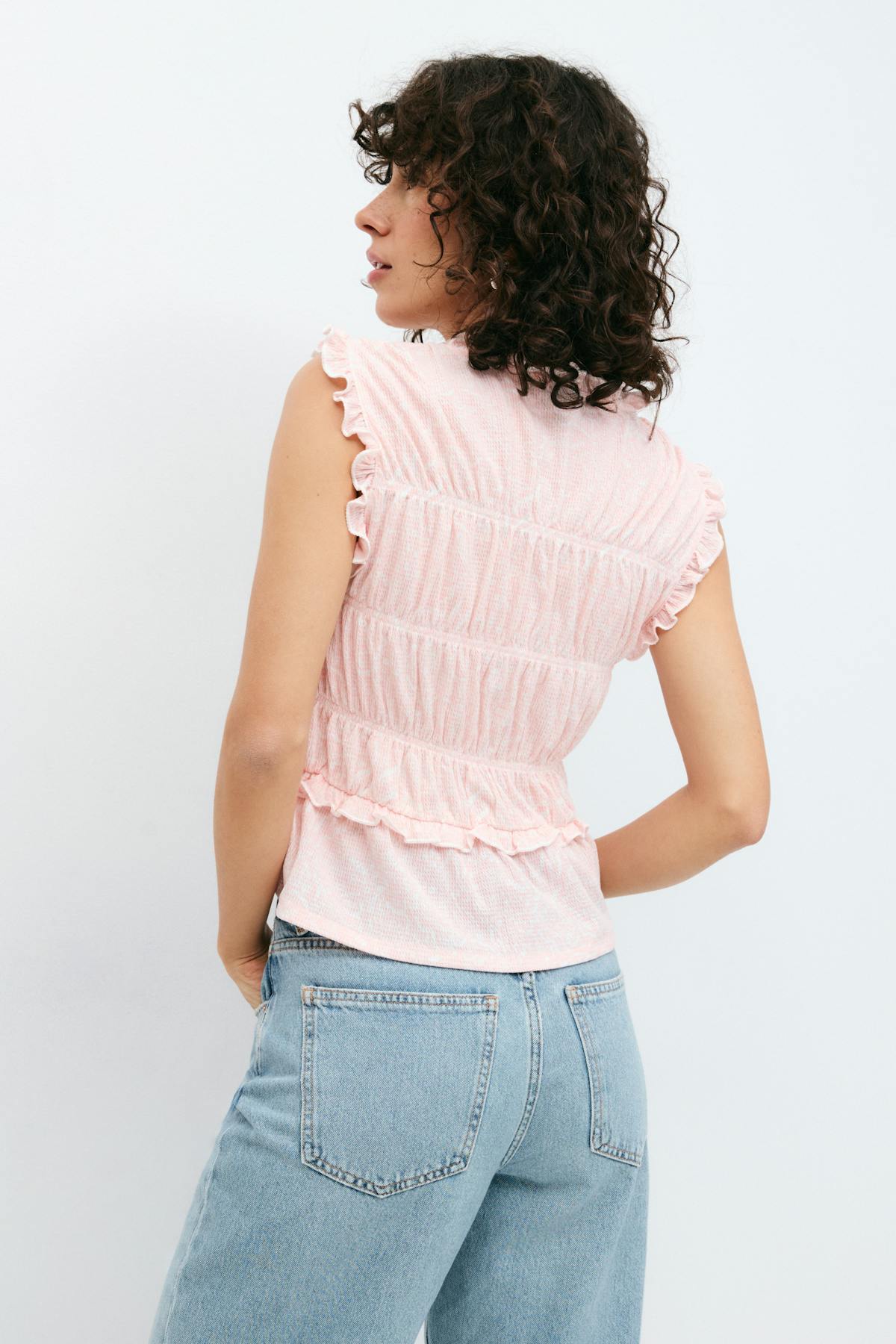 Frill tie front top