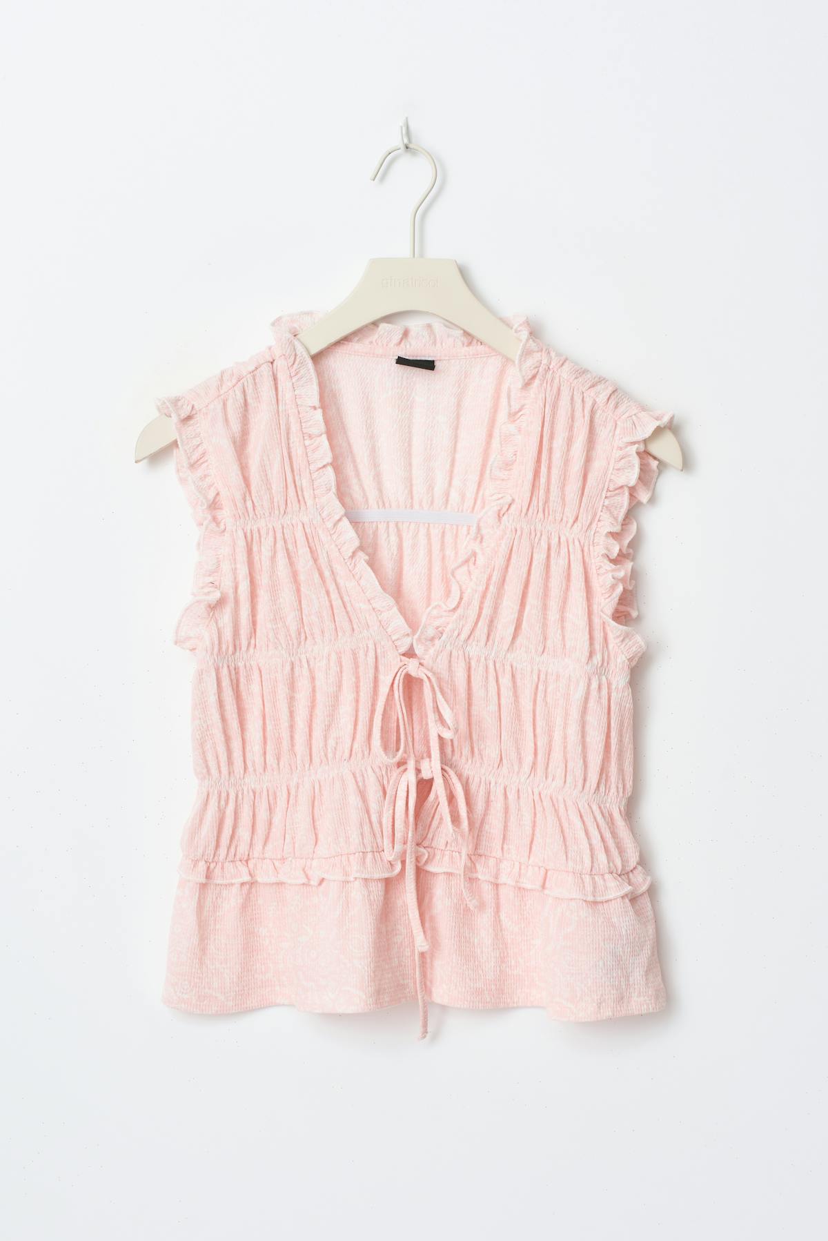 Frill tie front top