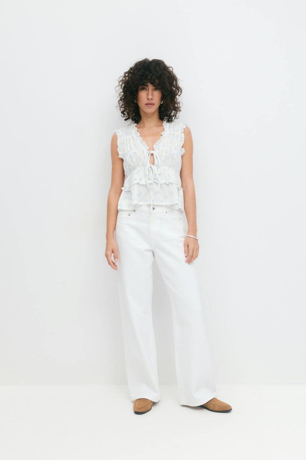 Frill tie front top