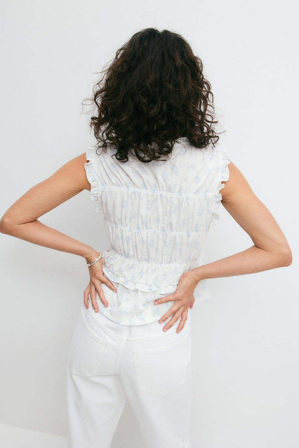 Frill tie front top