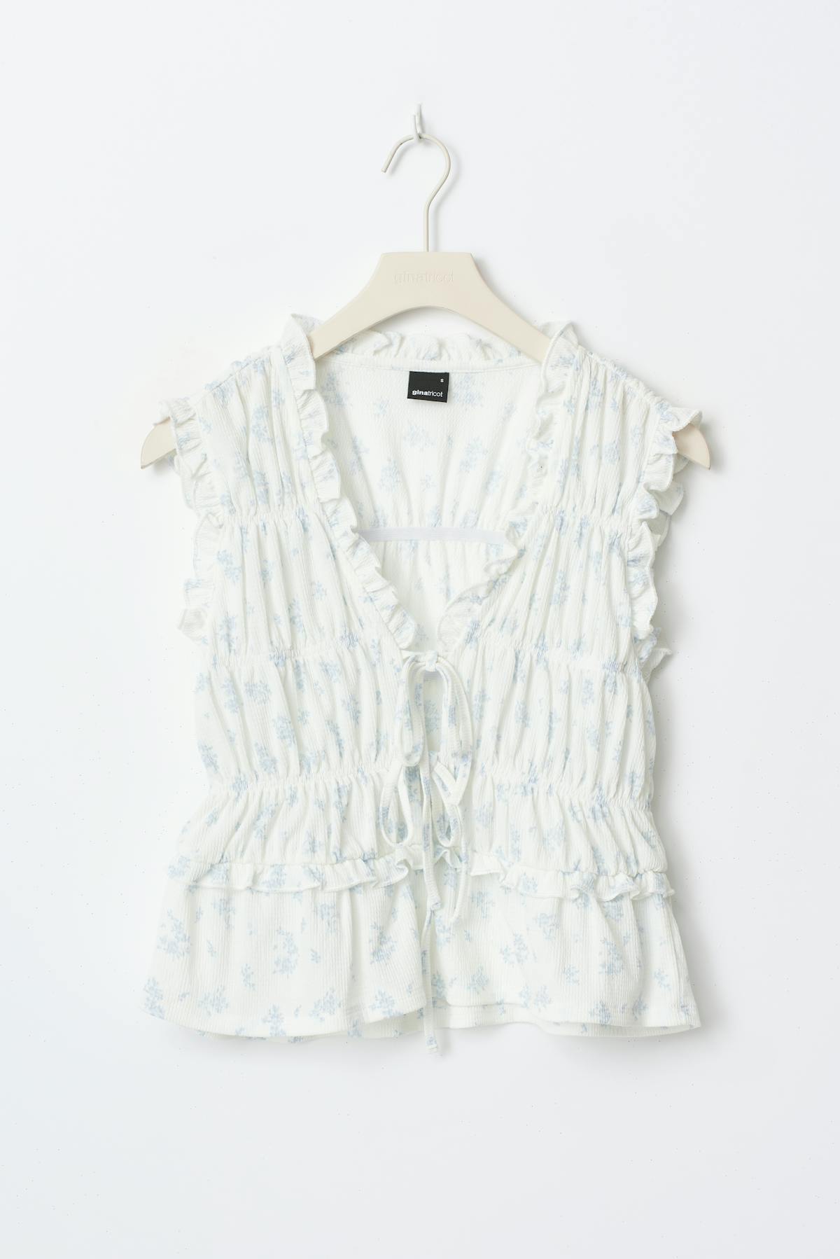 Frill tie front top