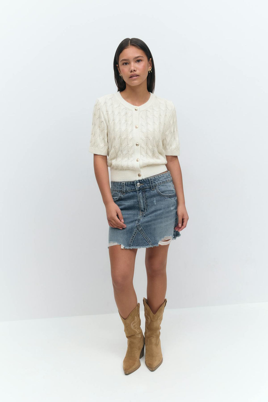 Y cable knitted top
