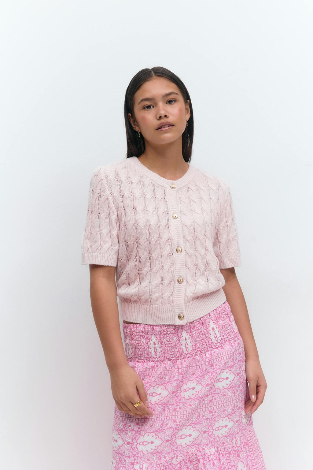 Y cable knitted top