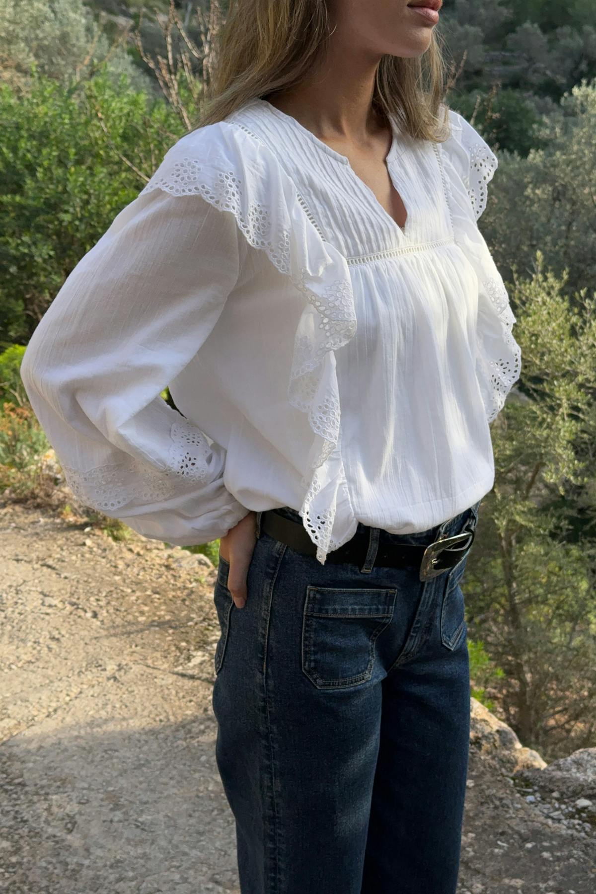 Lace boho blouse