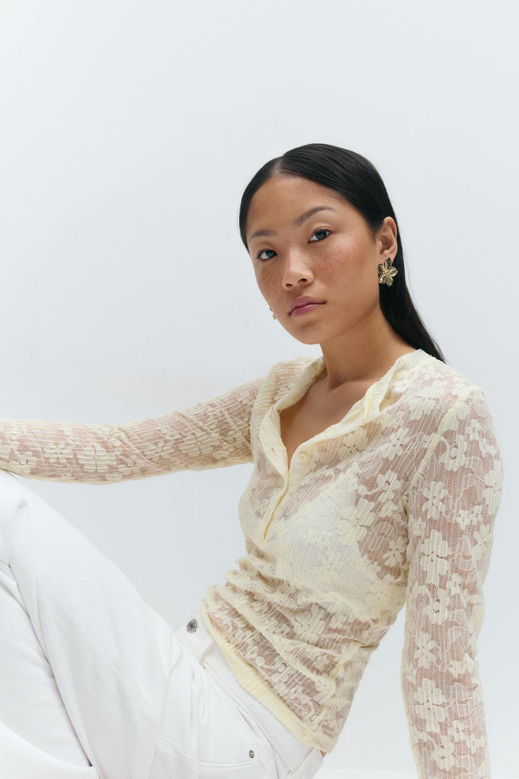 Pleated lace top