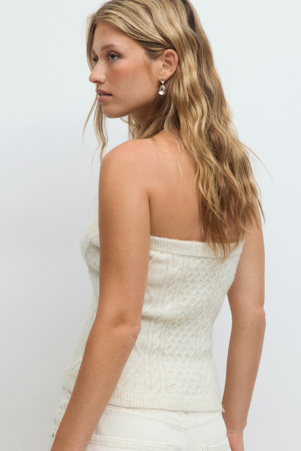 Cable knitted tube top