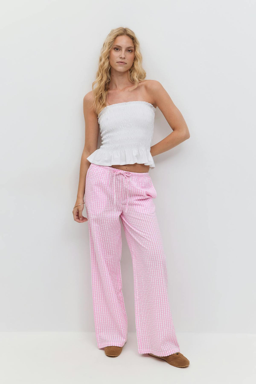 Seersucker gingham trousers