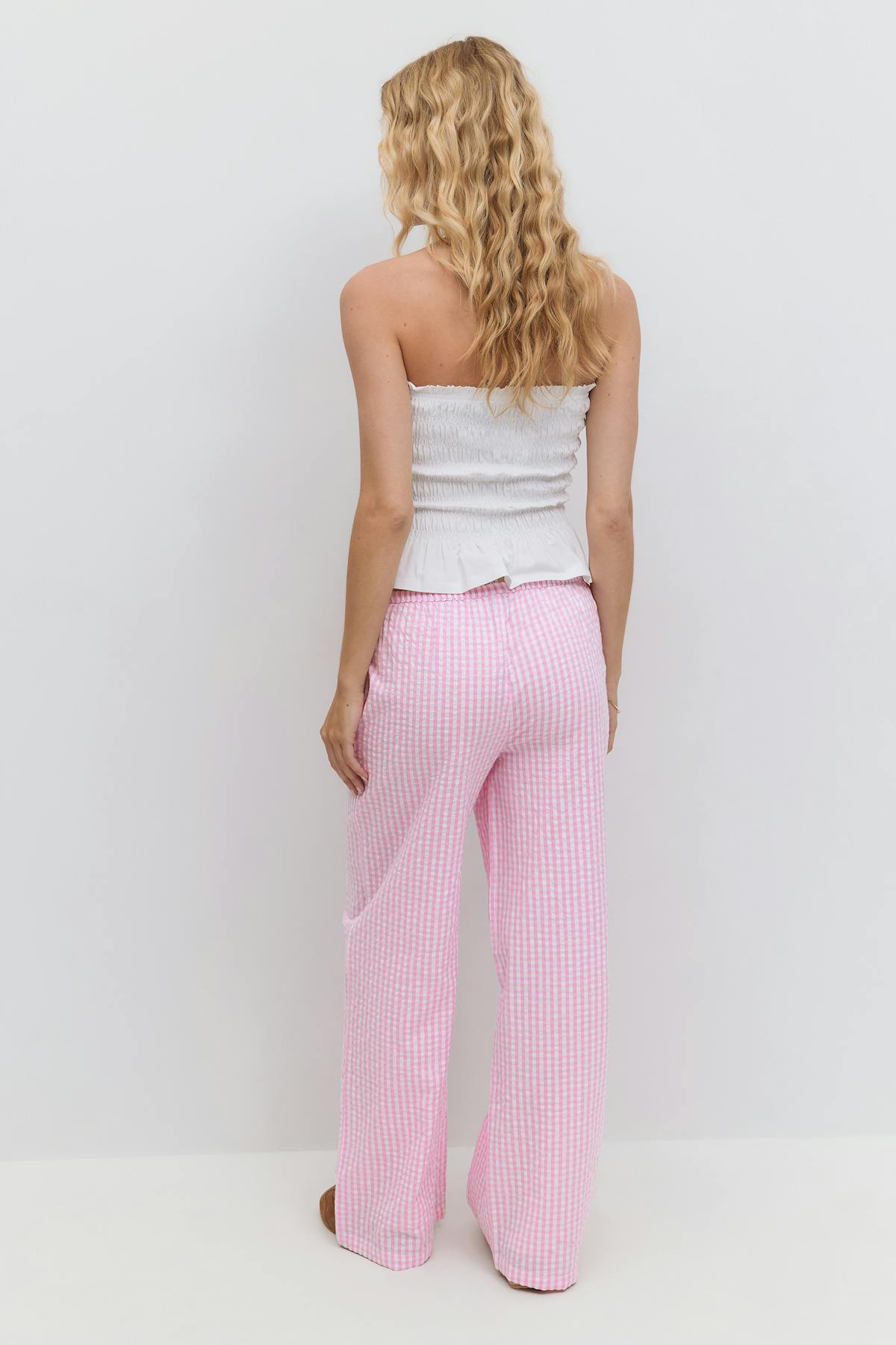 Seersucker gingham trousers