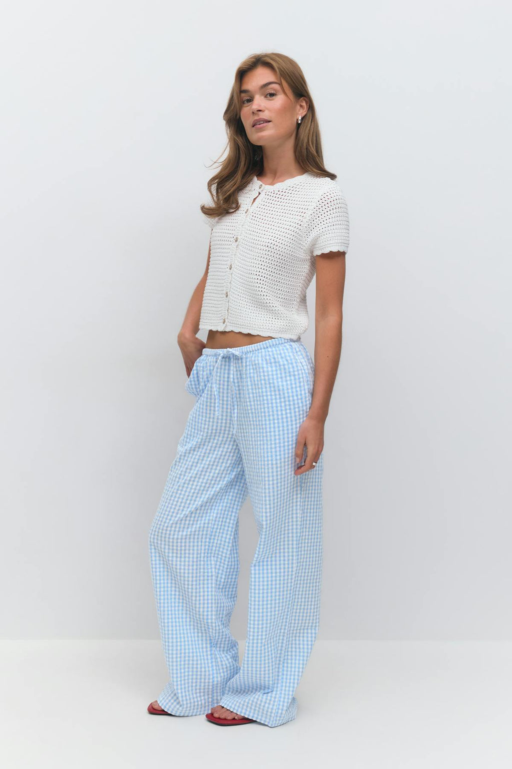 Seersucker gingham trousers