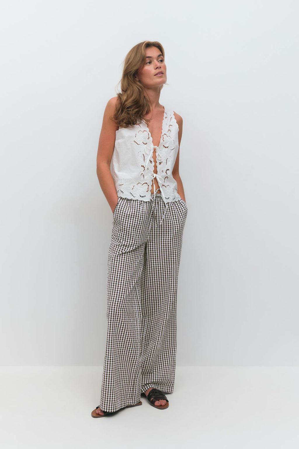 Seersucker gingham trousers