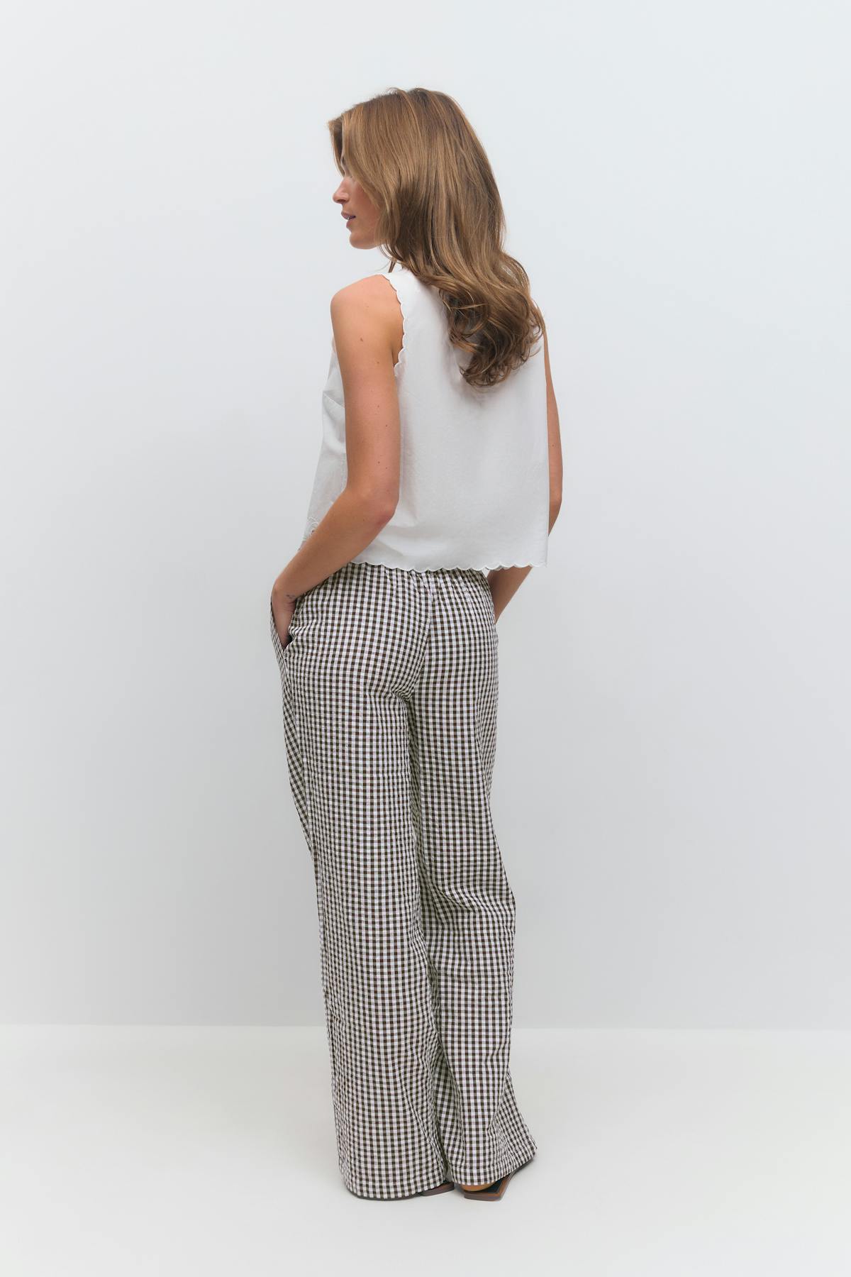 Seersucker gingham trousers