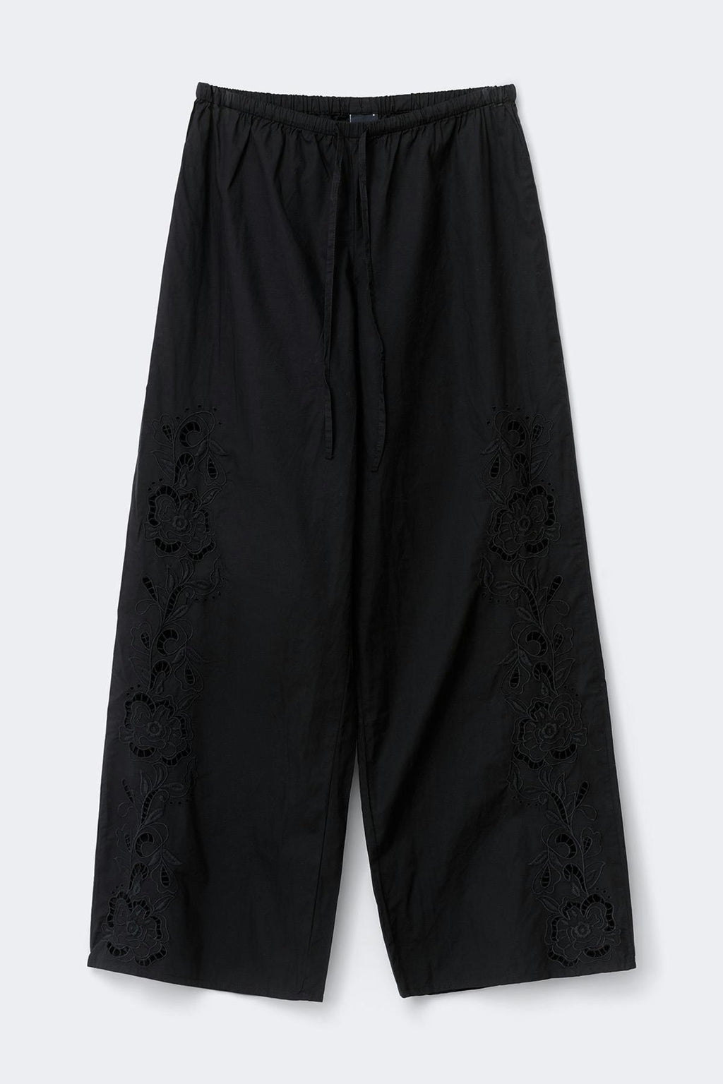 Embroidery poplin trousers