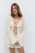 Crochet tie front cardigan