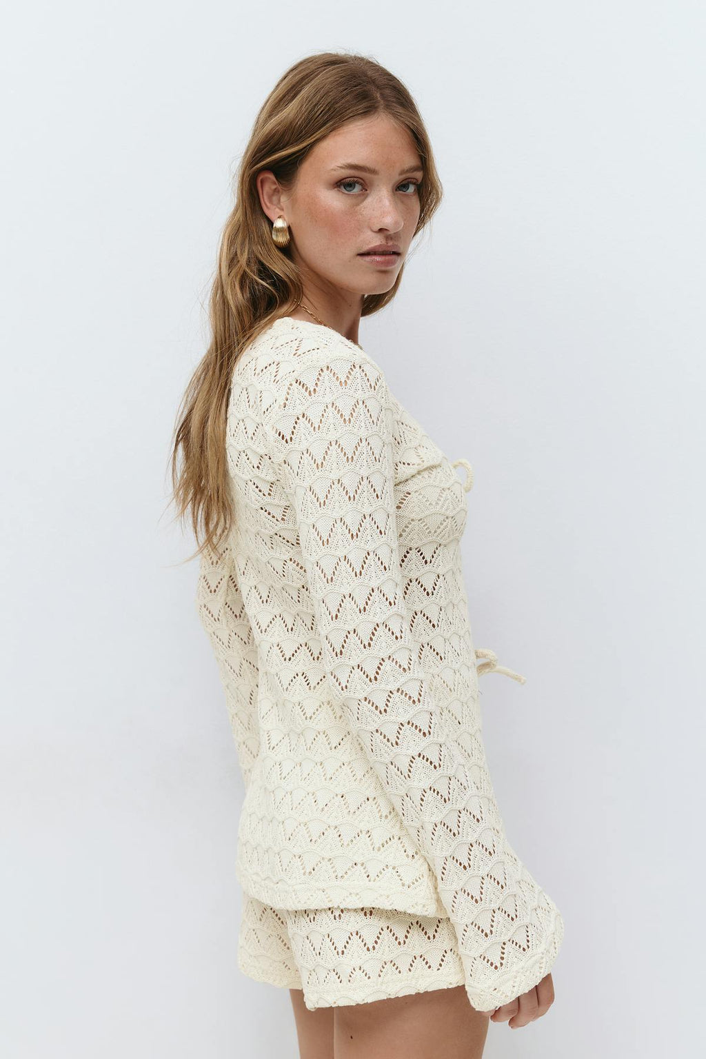 Crochet tie front cardigan