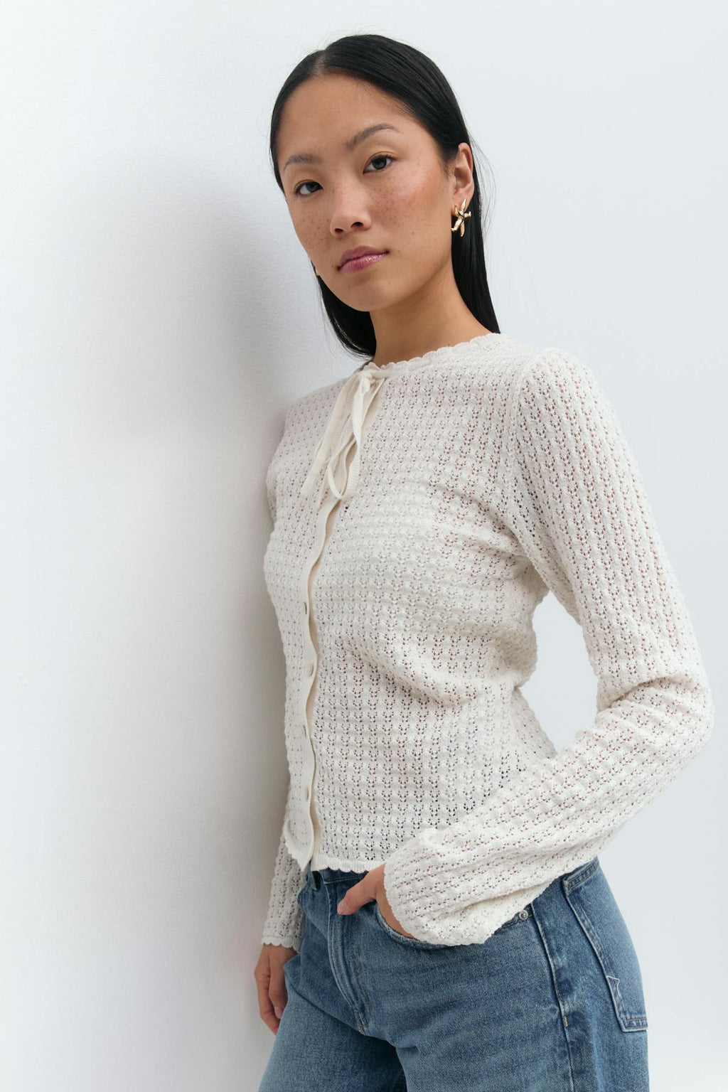 Crochet tie front cardigan