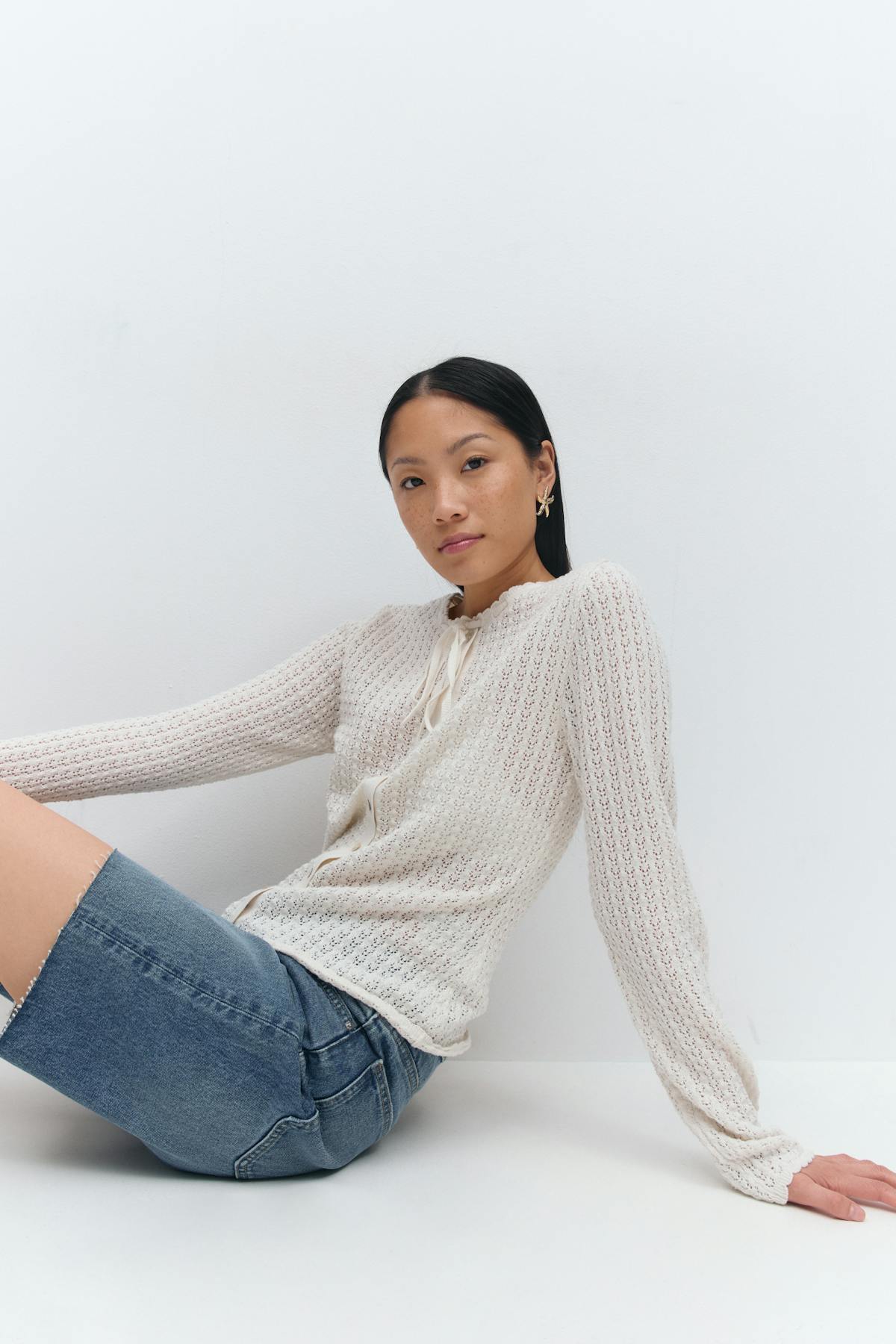Crochet tie front cardigan
