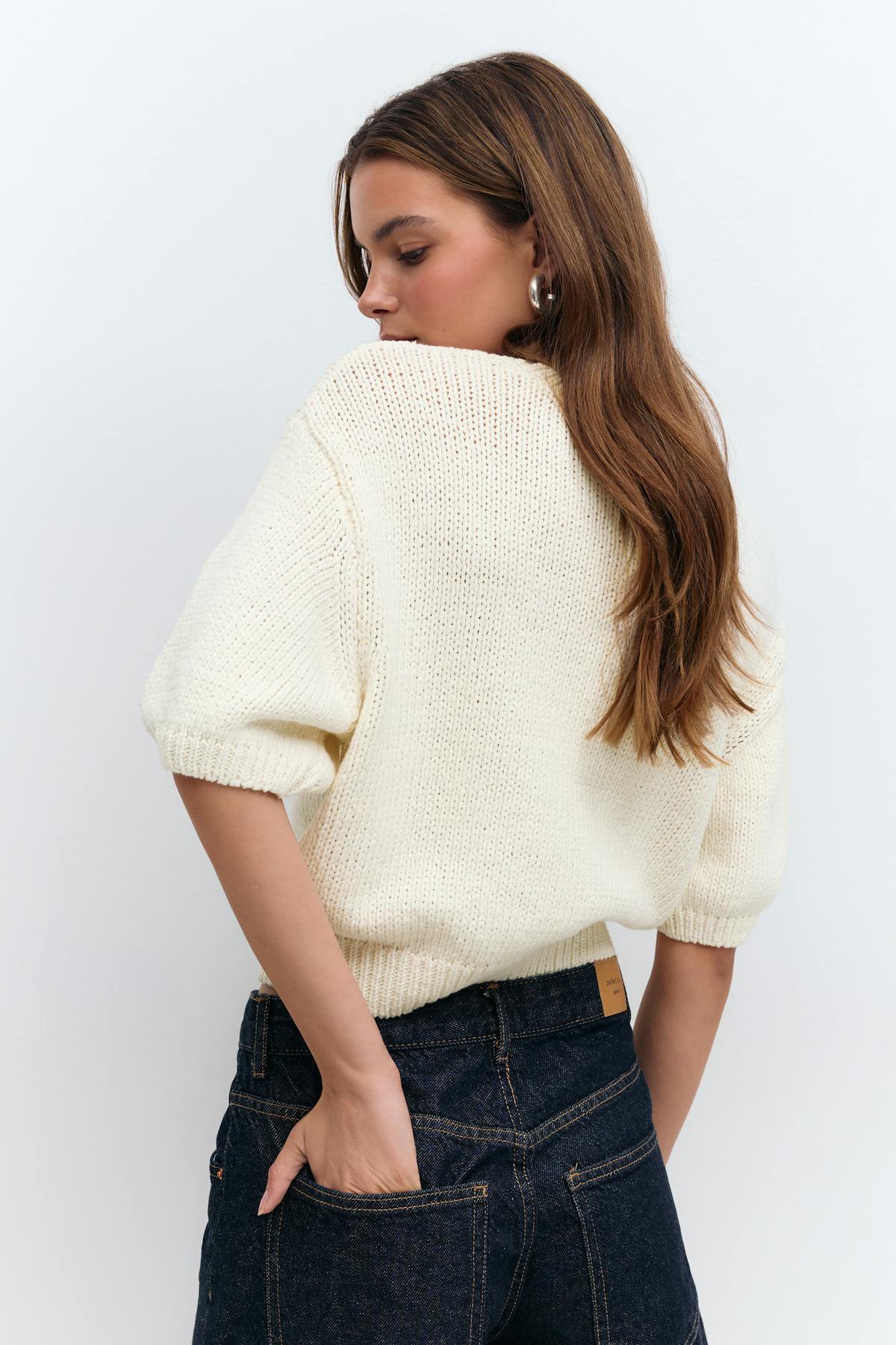 Knitted tape yarn top