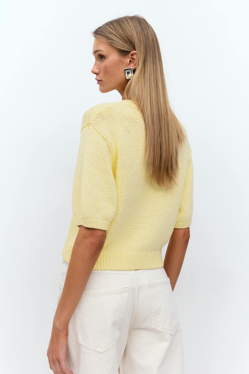 Knitted tape yarn top