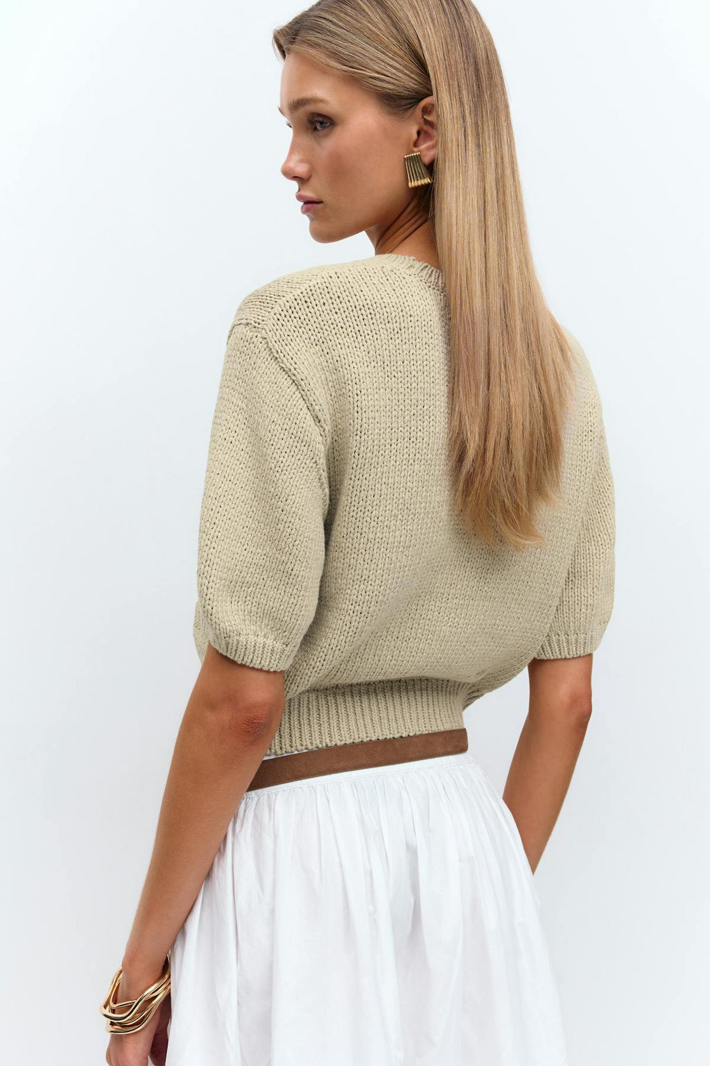 Knitted tape yarn top