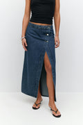 Wrap denim skirt