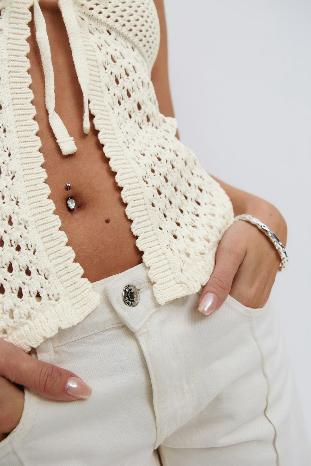 Halterneck knitted singlet