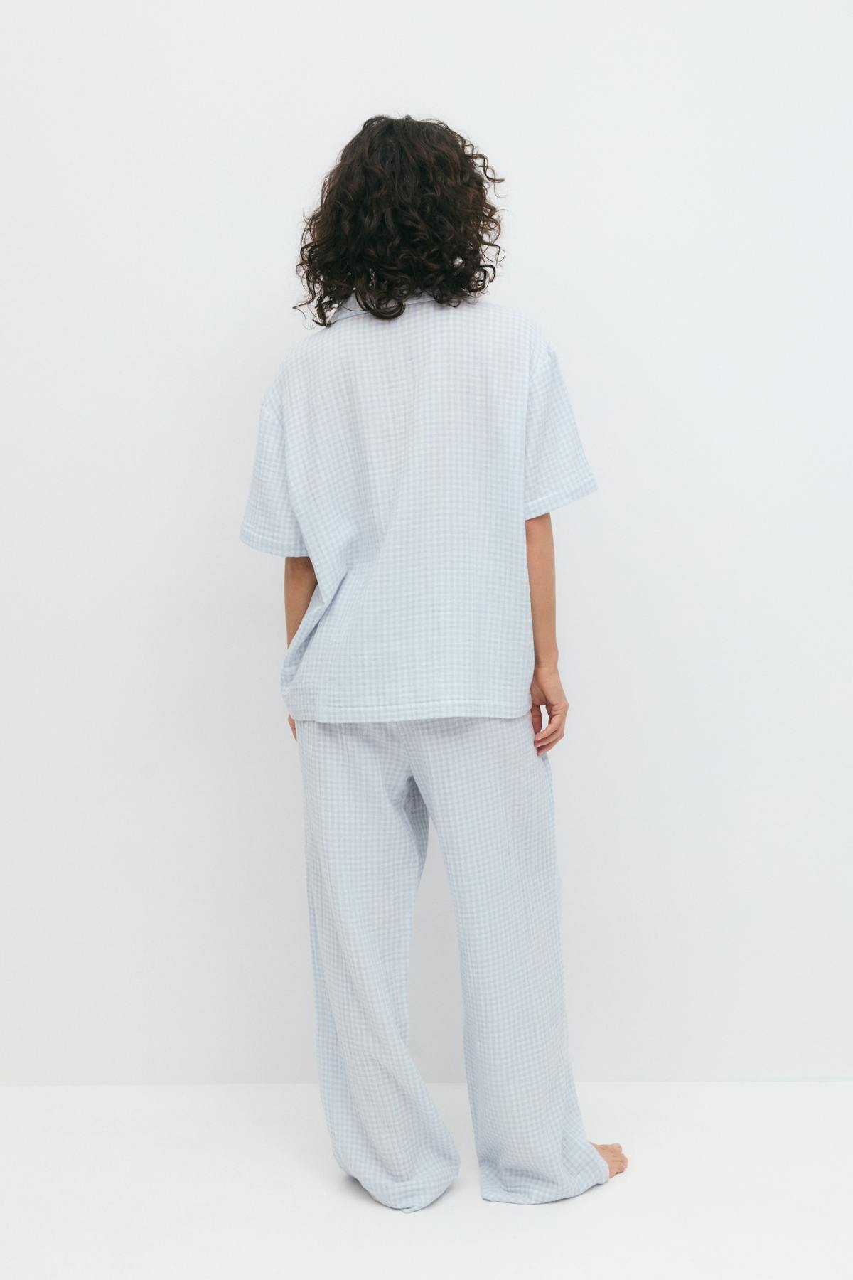 Gingham gauze homewear trousers