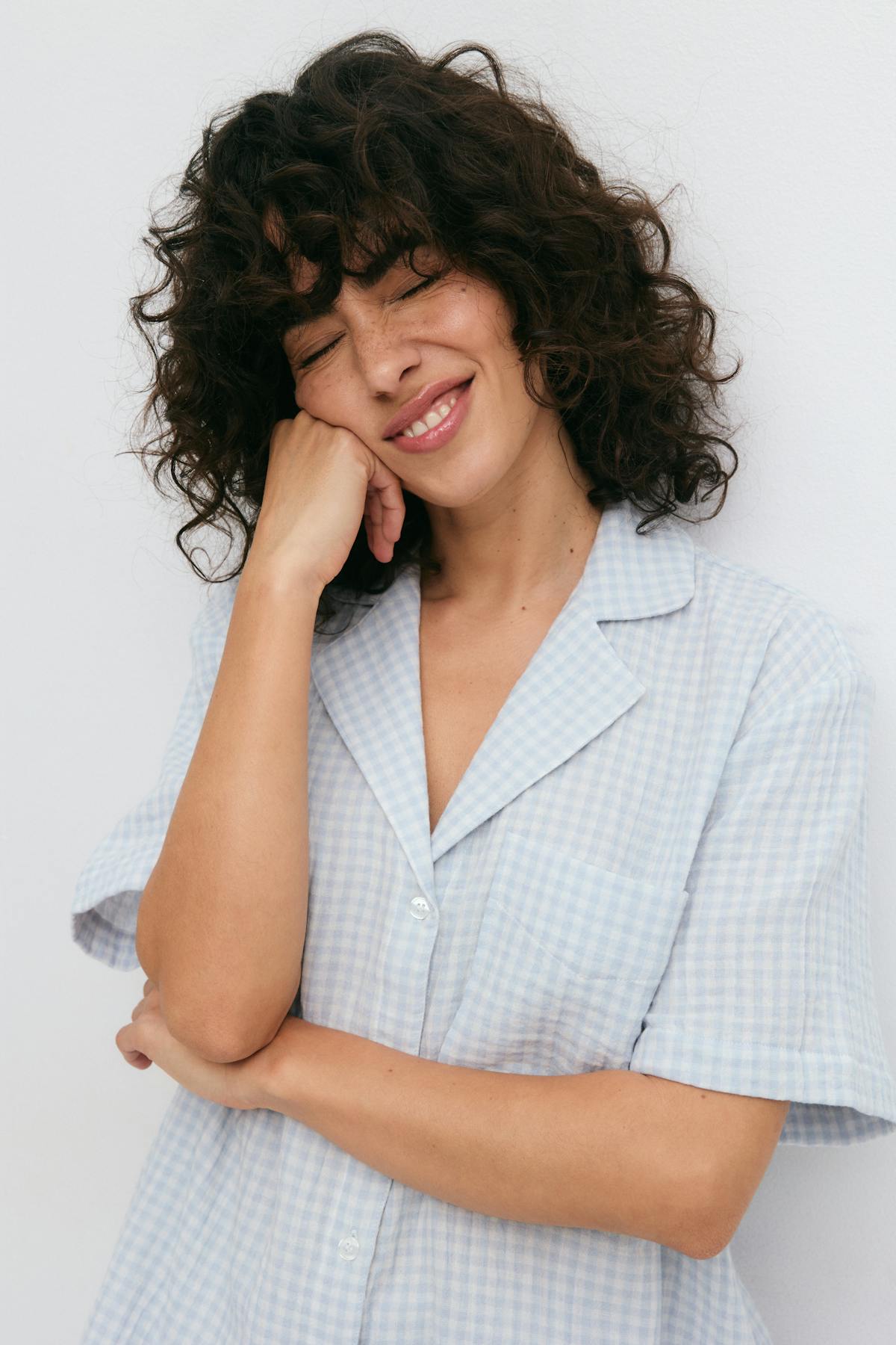 Gingham gauze homewear shirt