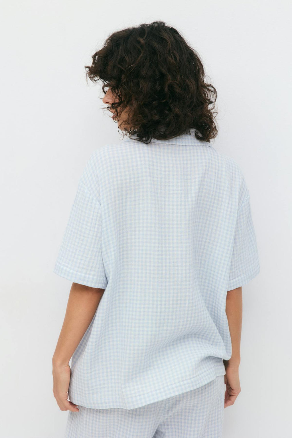 Gingham gauze homewear shirt