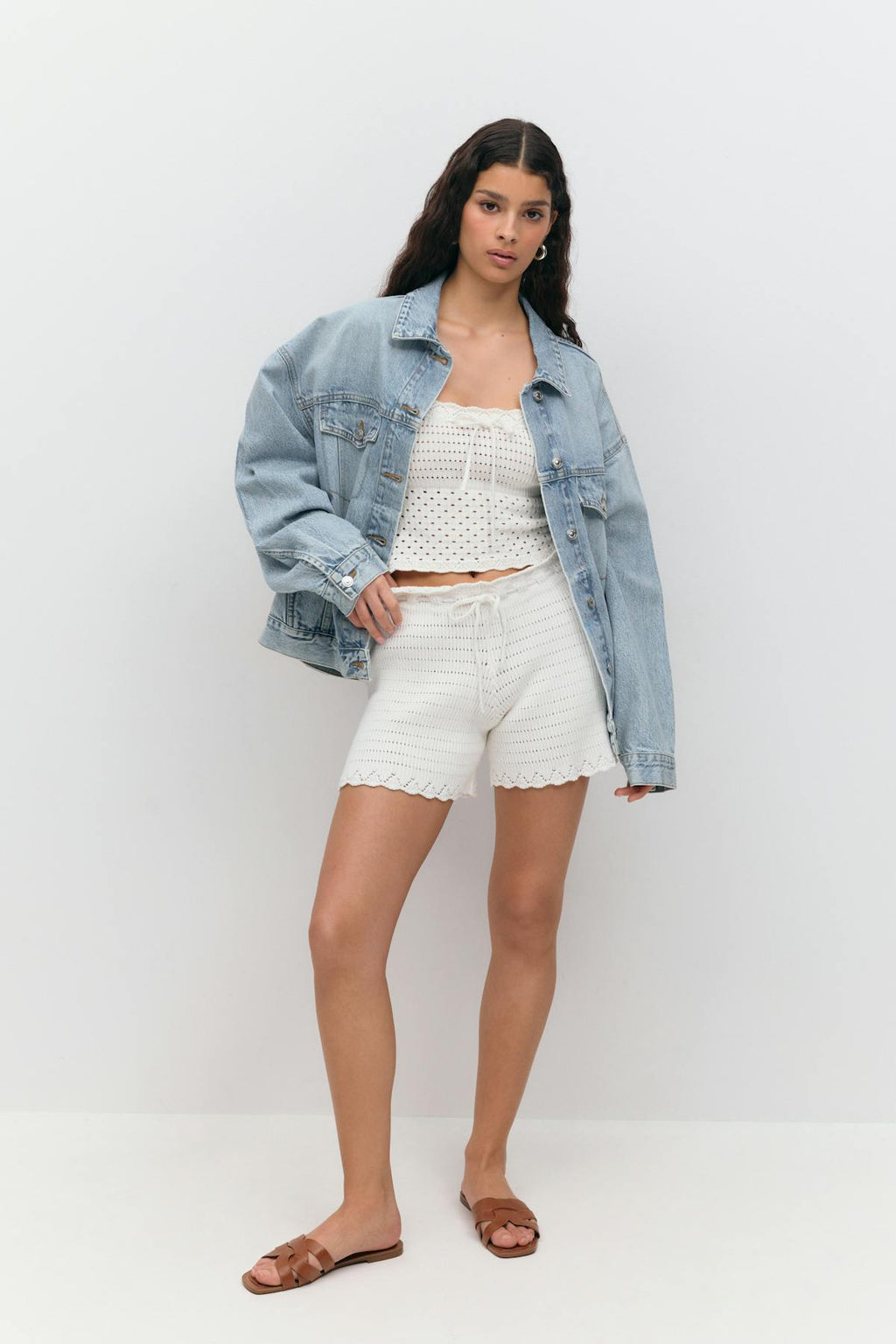 Knitted cotton shorts