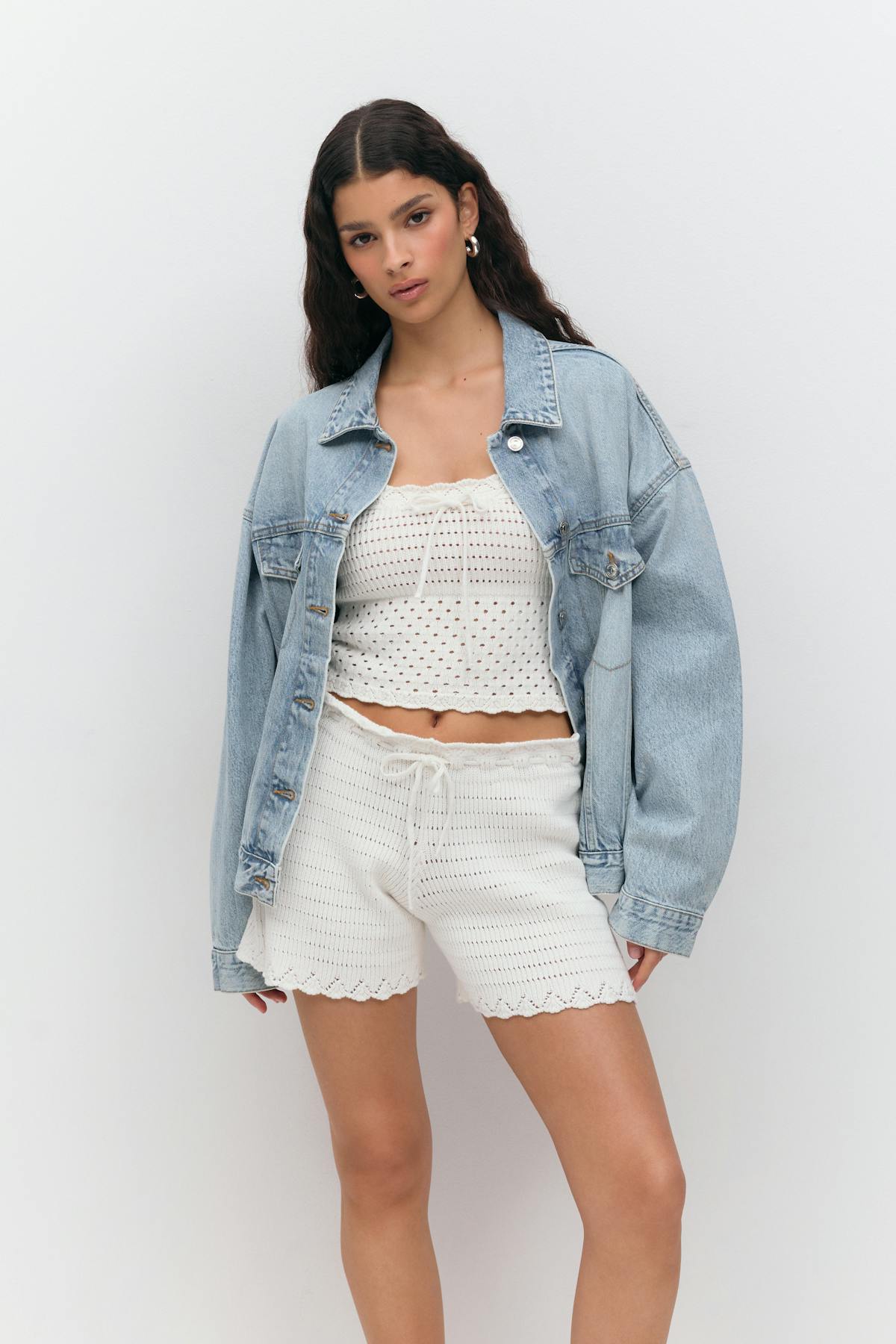 Knitted cotton shorts