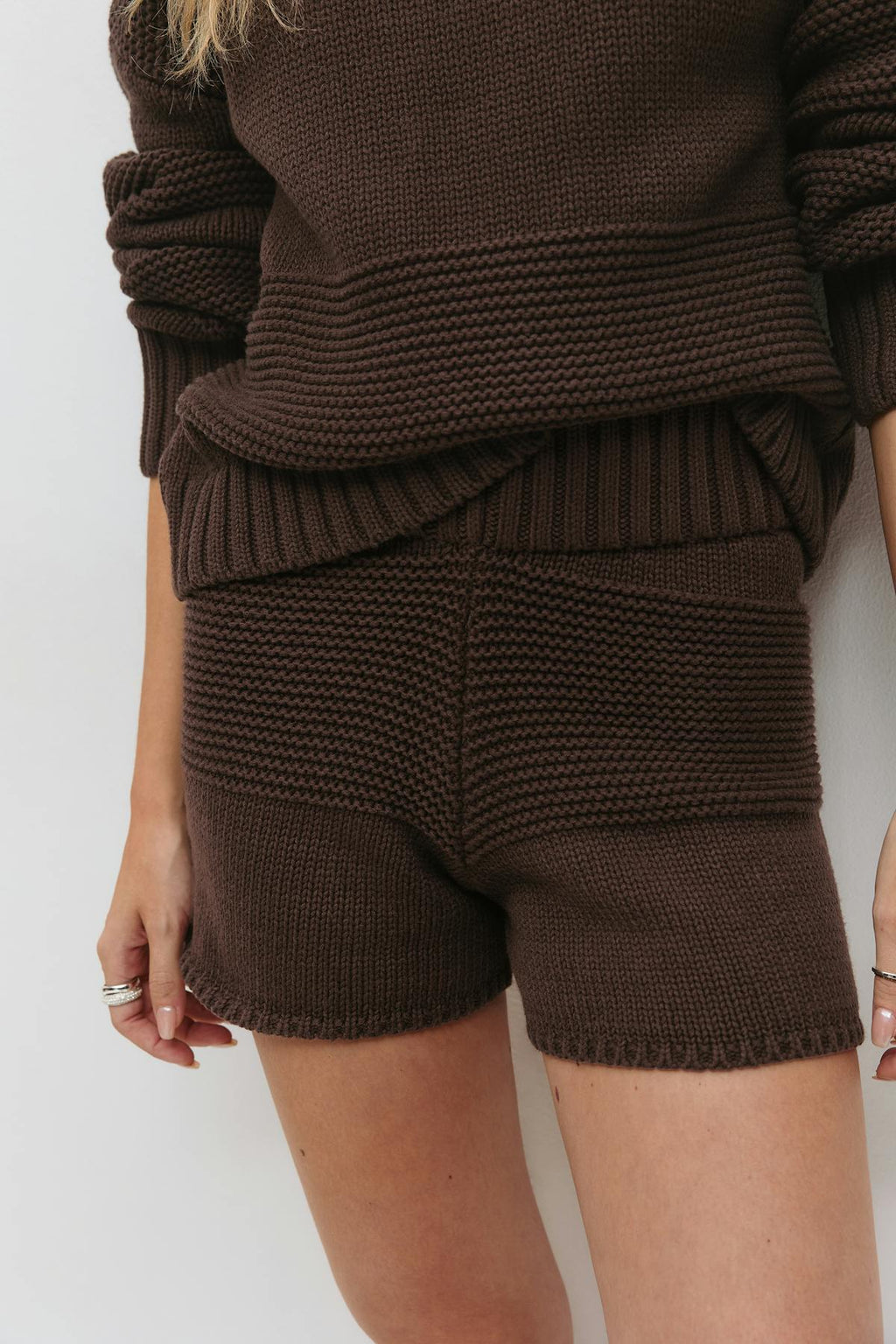 Chunky knitted shorts